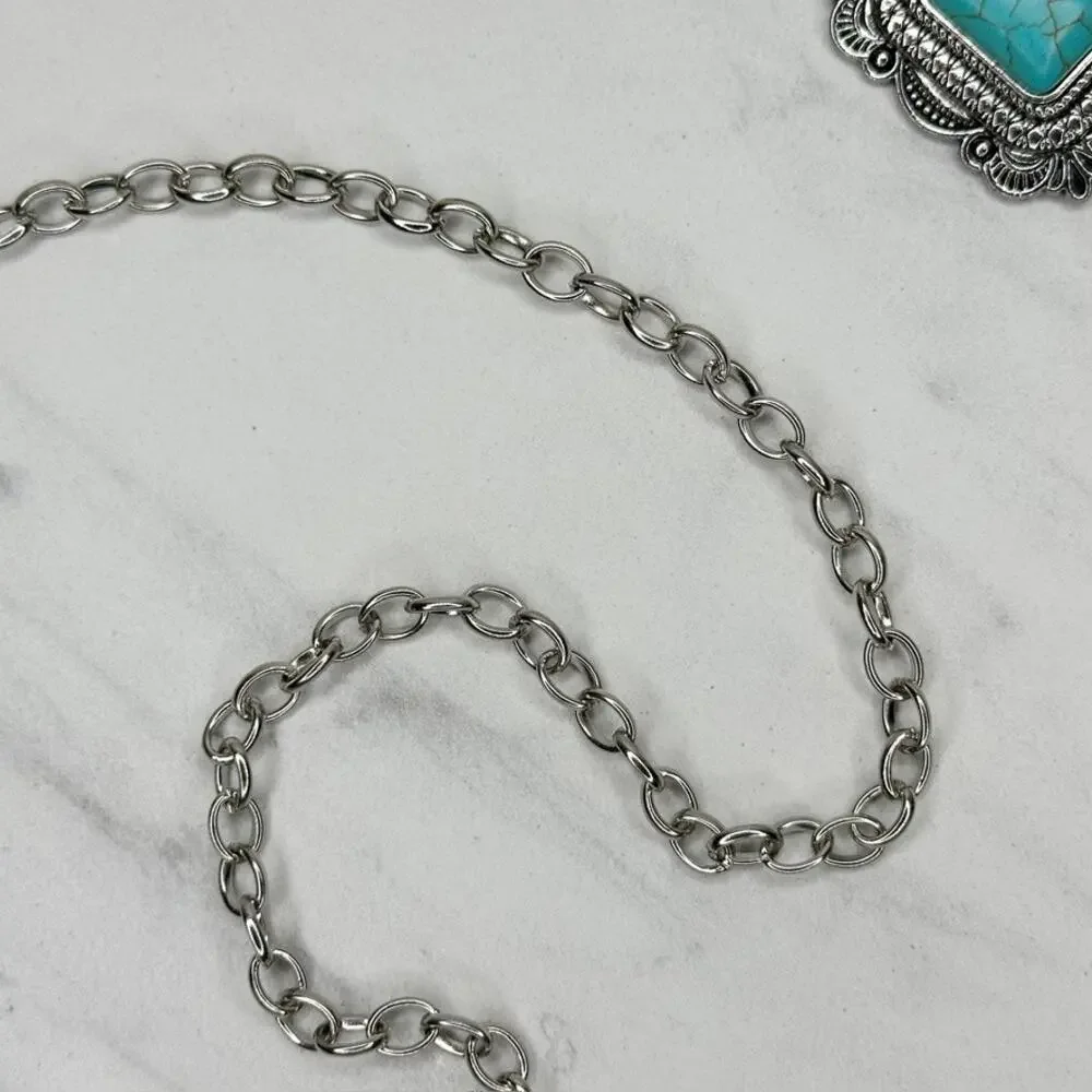 Faux Turquoise Western Concho Chain Belt OS ✨